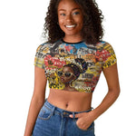 Black Her Story Graffiti Queen Raglan Cropped T shirt Black Woman Empowerment - African Pride