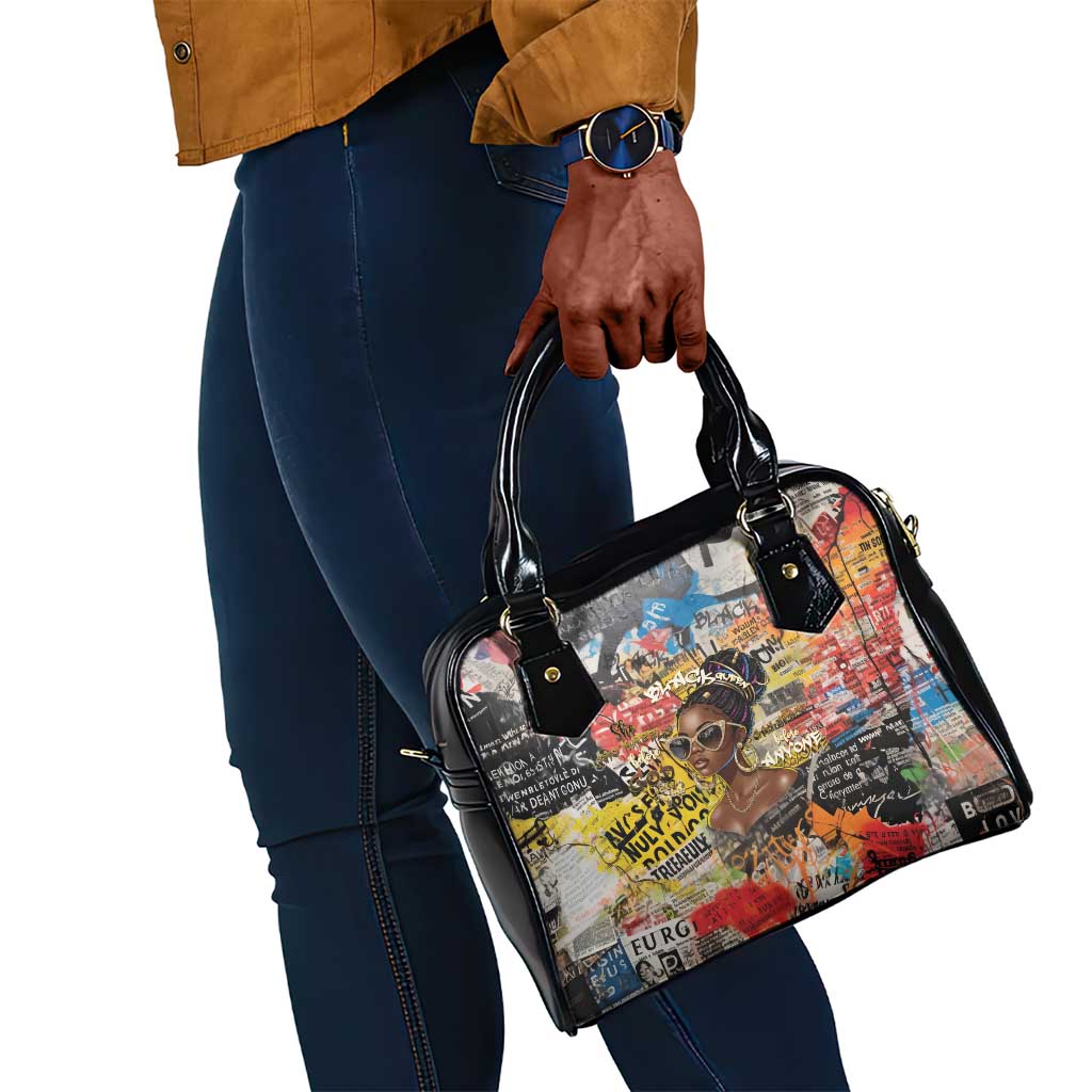 Black Her Story Graffiti Queen Shoulder Handbag Black Woman Empowerment - African Pride