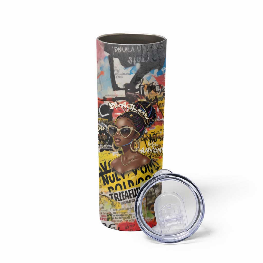 Black Her Story Graffiti Queen Skinny Tumbler Black Woman Empowerment - African Pride