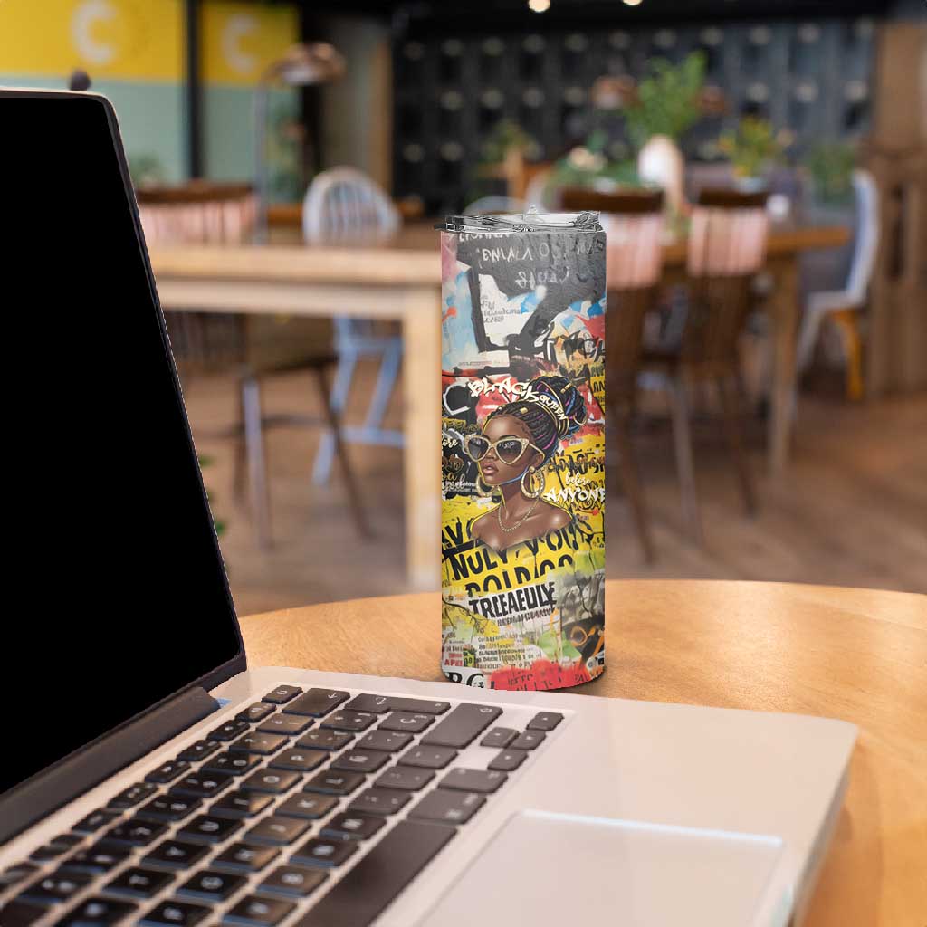 Black Her Story Graffiti Queen Skinny Tumbler Black Woman Empowerment - African Pride