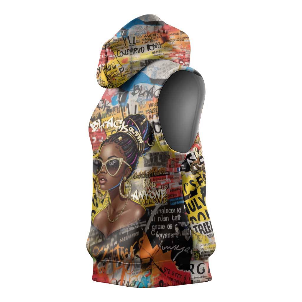 Black Her Story Graffiti Queen Sleeveless Hoodie Black Woman Empowerment - African Pride
