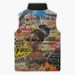 Black Her Story Graffiti Queen Sleeveless Puffer Jacket Black Woman Empowerment - African Pride
