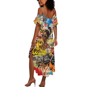 Black Her Story Graffiti Queen Summer Maxi Dress Black Woman Empowerment - African Pride