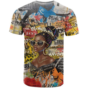 Black Her Story Graffiti Queen T shirt Black Woman Empowerment - African Pride