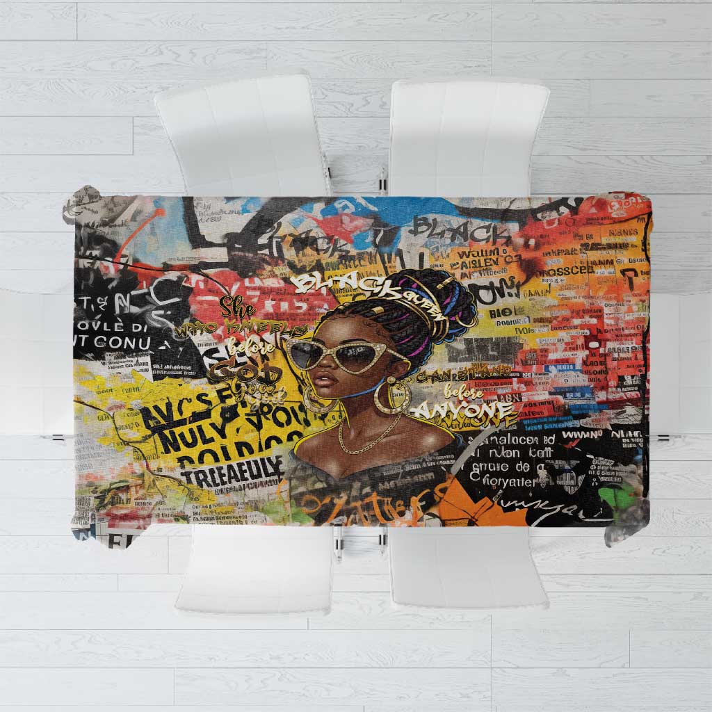 Black Her Story Graffiti Queen Tablecloth Black Woman Empowerment - African Pride