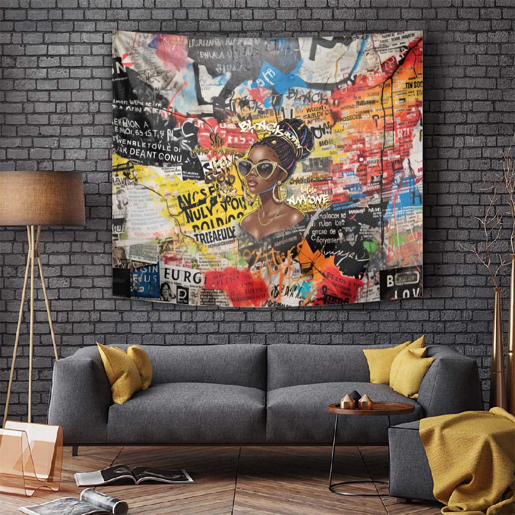 Black Her Story Graffiti Queen Tapestry Black Woman Empowerment - African Pride