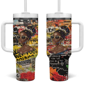 Black Her Story Graffiti Queen Tumbler With Handle Black Woman Empowerment - African Pride