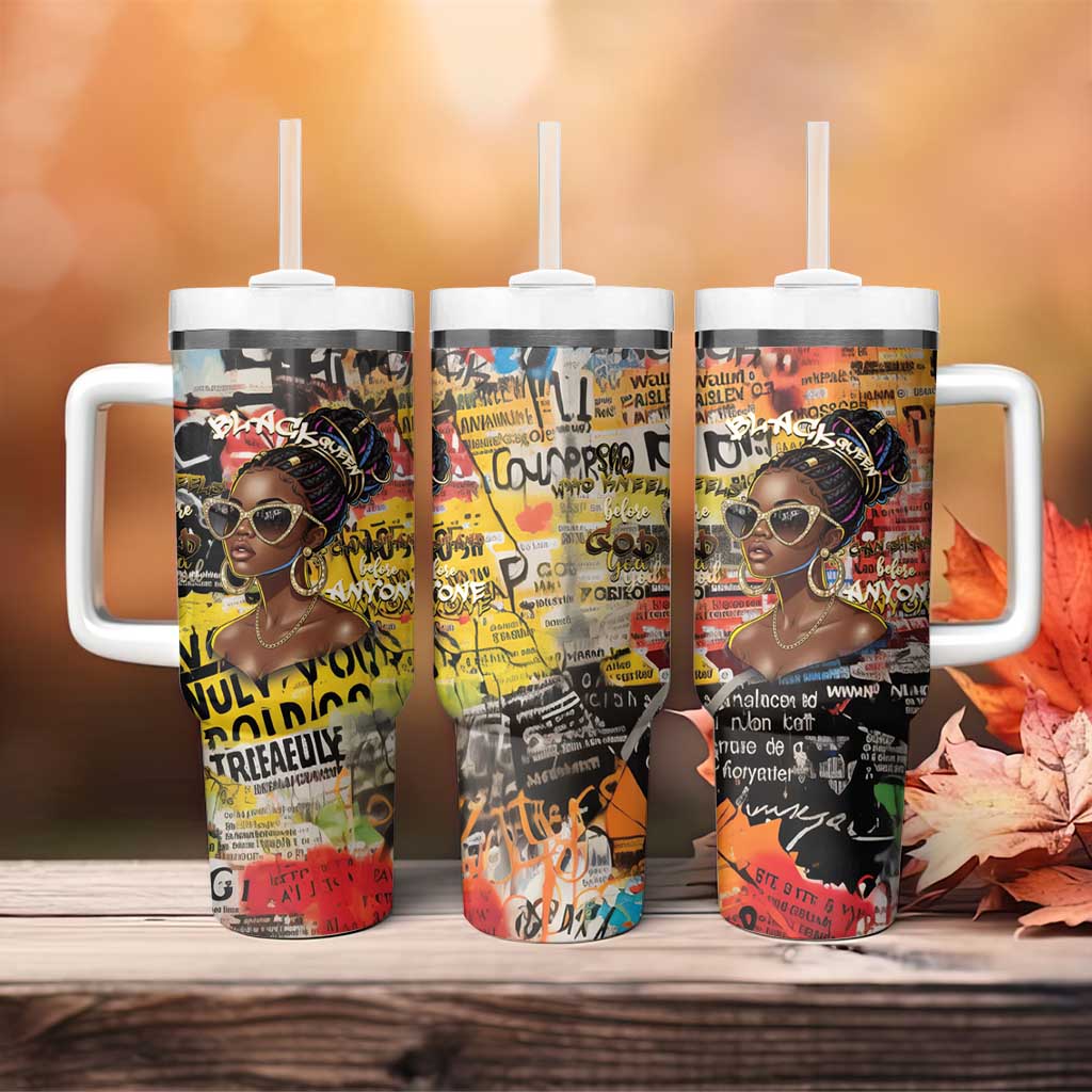 Black Her Story Graffiti Queen Tumbler With Handle Black Woman Empowerment - African Pride