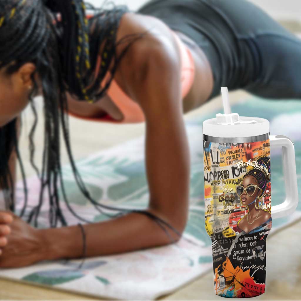 Black Her Story Graffiti Queen Tumbler With Handle Black Woman Empowerment - African Pride