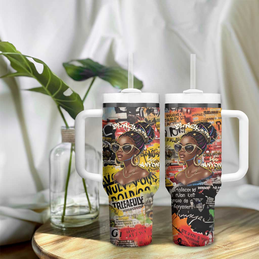 Black Her Story Graffiti Queen Tumbler With Handle Black Woman Empowerment - African Pride