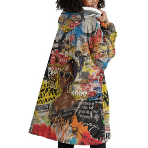 Black Her Story Graffiti Queen Wearable Blanket Hoodie Black Woman Empowerment - African Pride