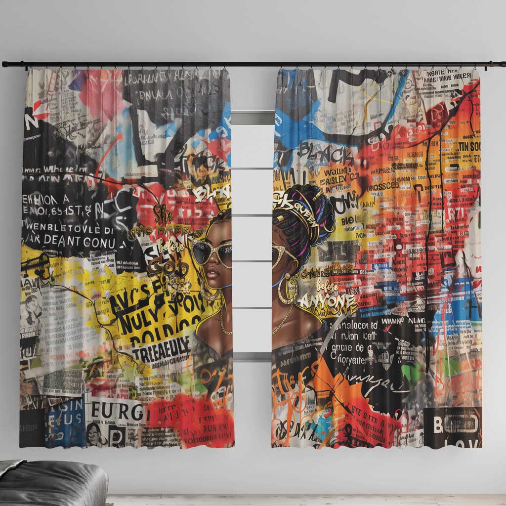 Black Her Story Graffiti Queen Window Curtain Black Woman Empowerment - African Pride