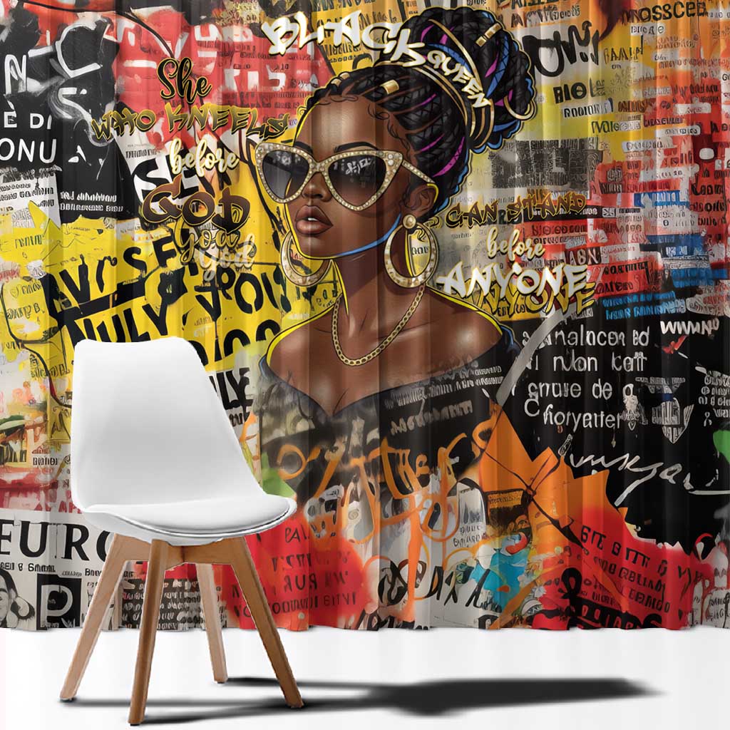 Black Her Story Graffiti Queen Window Curtain Black Woman Empowerment - African Pride