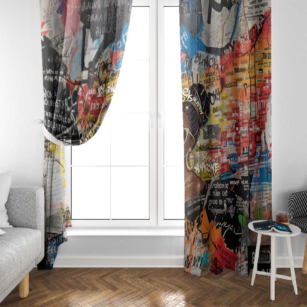 Black Her Story Graffiti Queen Window Curtain Black Woman Empowerment - African Pride