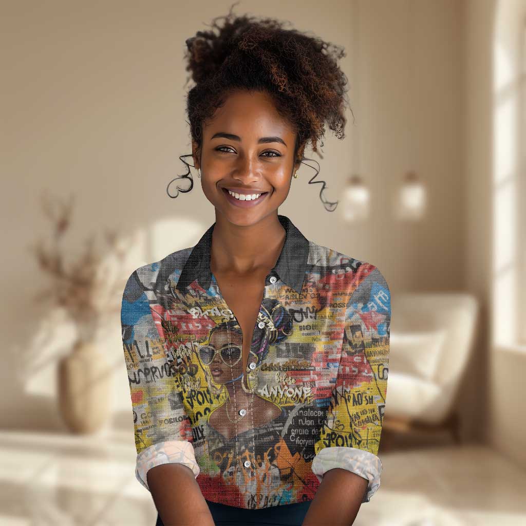 Black Her Story Graffiti Queen Women Casual Shirt Black Woman Empowerment - African Pride