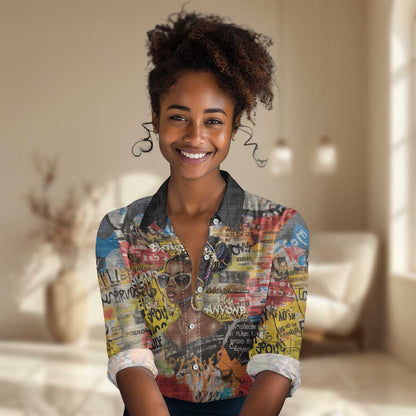 Black Her Story Graffiti Queen Women Casual Shirt Black Woman Empowerment - African Pride