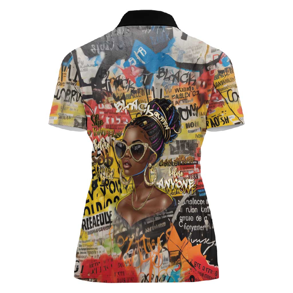 Black Her Story Graffiti Queen Women Polo Shirt Black Woman Empowerment - African Pride