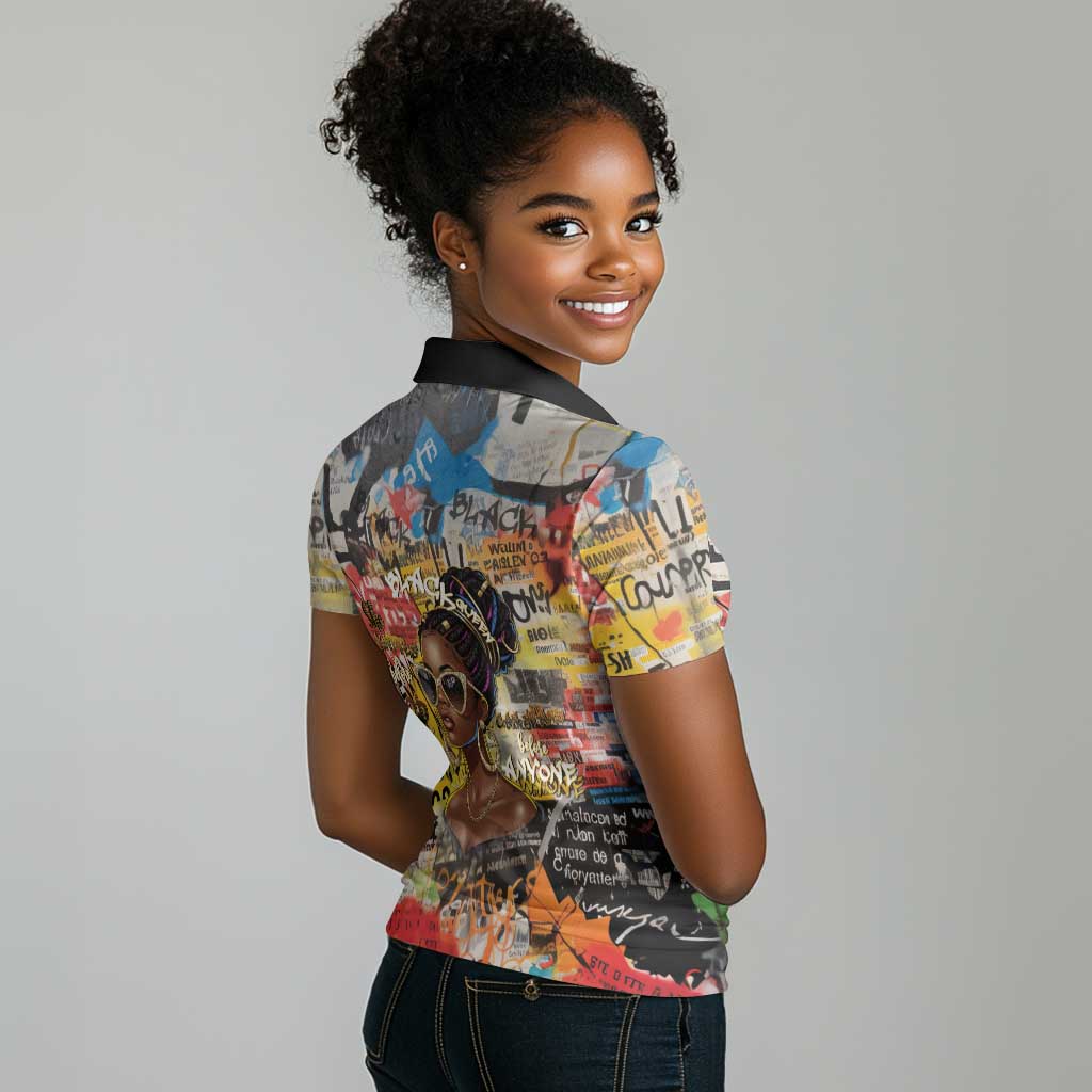 Black Her Story Graffiti Queen Women Polo Shirt Black Woman Empowerment - African Pride