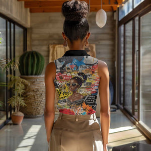 Black Her Story Graffiti Queen Women Sleeveless Polo Shirt Black Woman Empowerment - African Pride