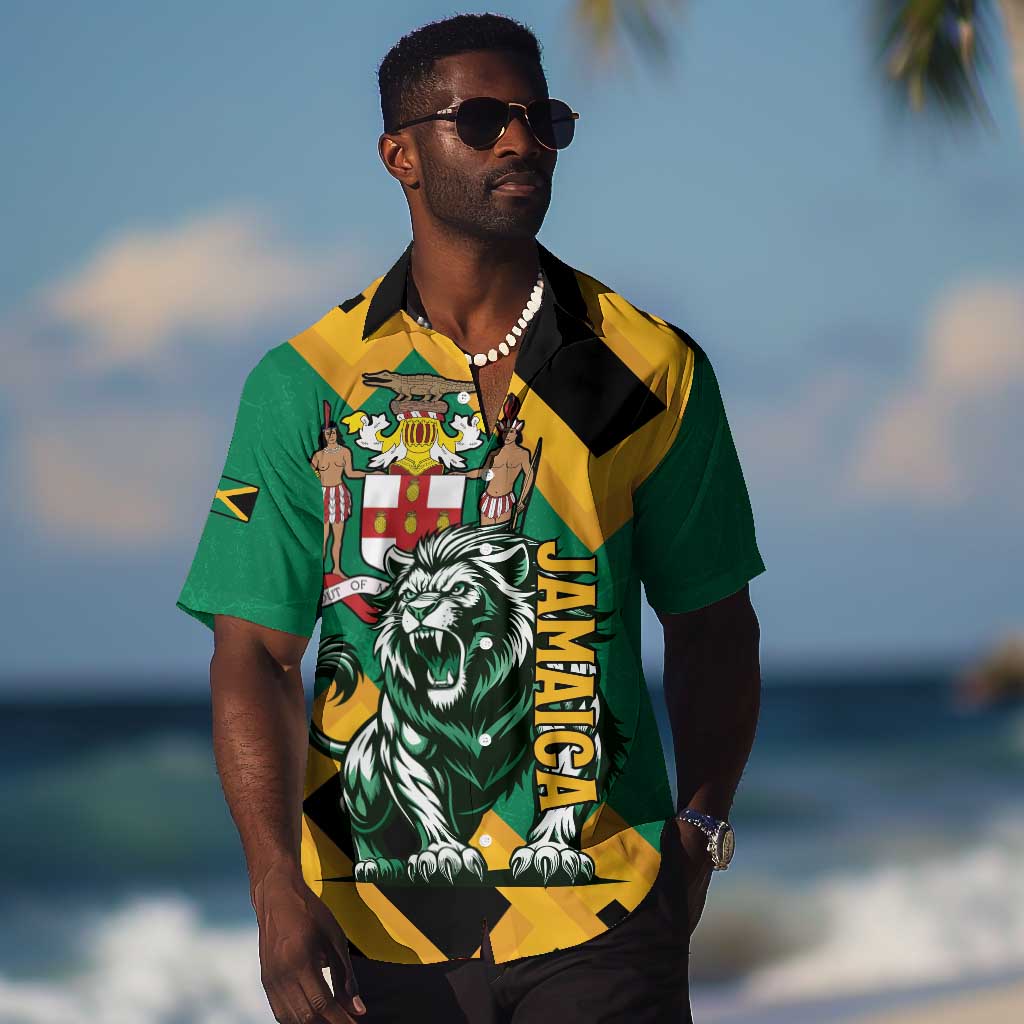 Jumieka Hawaiian Shirt Lion With Coat Of Arms