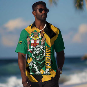 Jumieka Hawaiian Shirt Lion With Coat Of Arms
