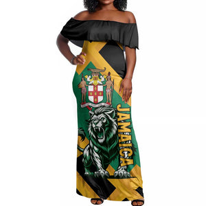 Jumieka Off Shoulder Maxi Dress Lion With Coat Of Arms