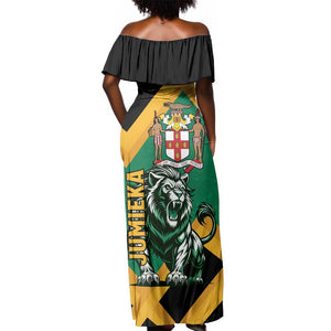 Jumieka Off Shoulder Maxi Dress Lion With Coat Of Arms