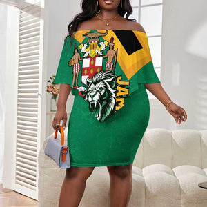 Jumieka Off Shoulder Short Dress Lion With Coat Of Arms