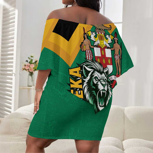 Jumieka Off Shoulder Short Dress Lion With Coat Of Arms