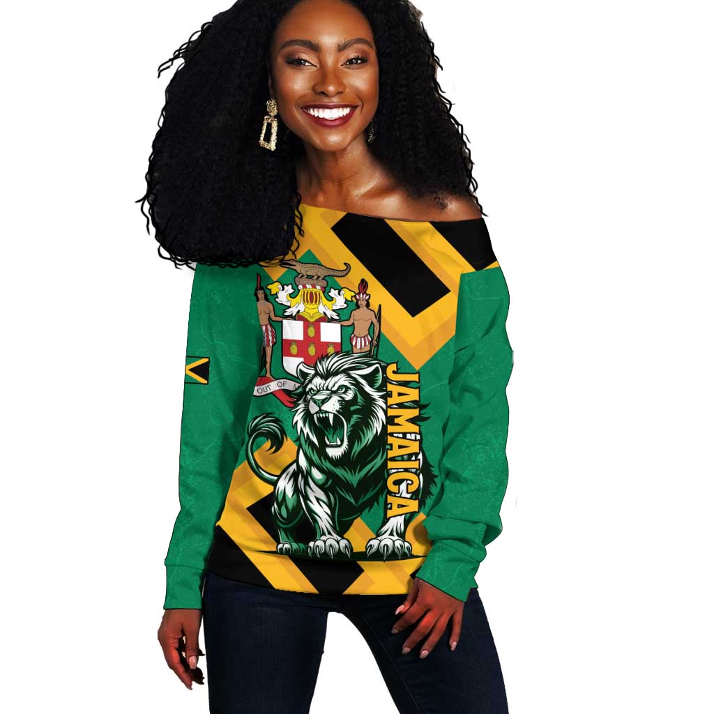 Jumieka Off Shoulder Sweater Lion With Coat Of Arms
