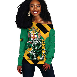 Jumieka Off Shoulder Sweater Lion With Coat Of Arms