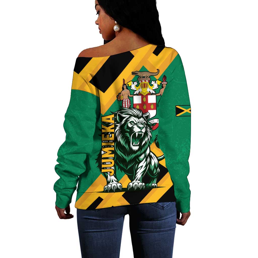 Jumieka Off Shoulder Sweater Lion With Coat Of Arms