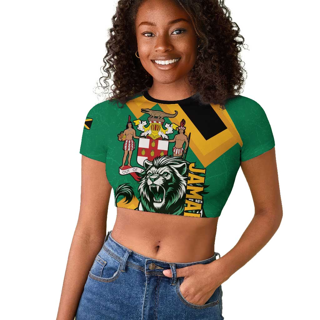 Jumieka Raglan Cropped T shirt Lion With Coat Of Arms