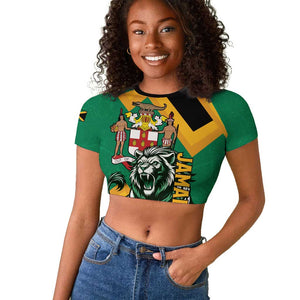 Jumieka Raglan Cropped T shirt Lion With Coat Of Arms