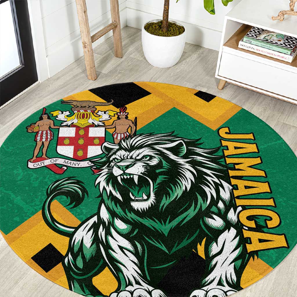 Jumieka Round Carpet Lion With Coat Of Arms