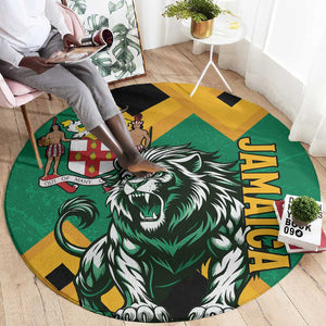 Jumieka Round Carpet Lion With Coat Of Arms