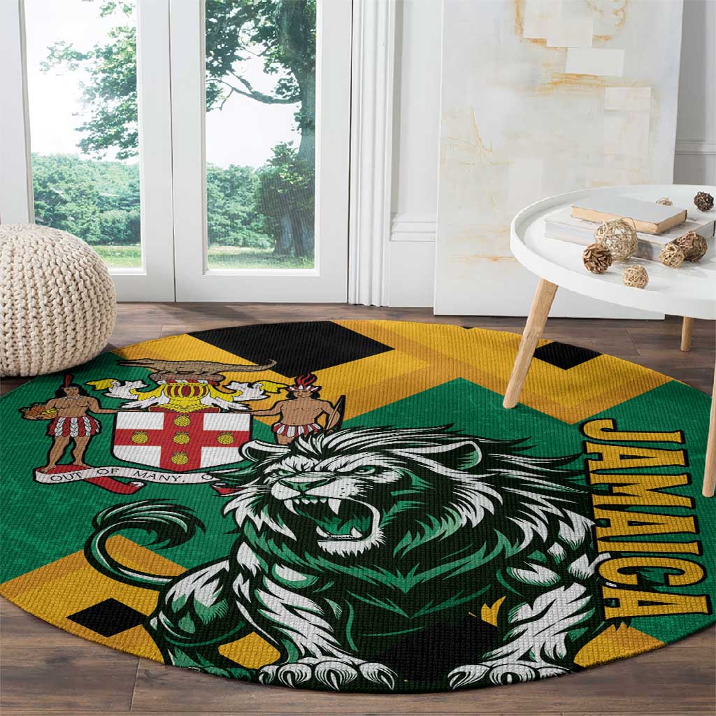Jumieka Round Carpet Lion With Coat Of Arms
