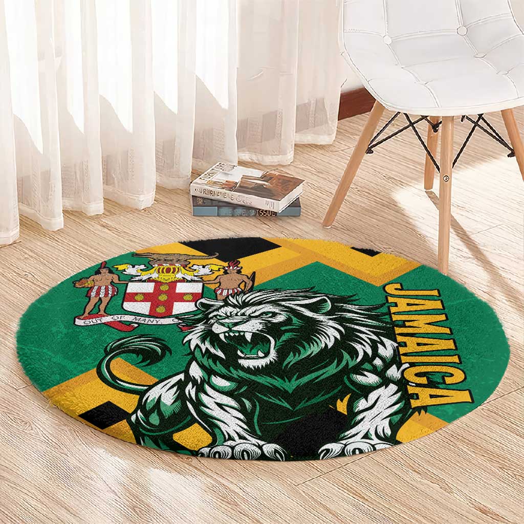 Jumieka Round Carpet Lion With Coat Of Arms