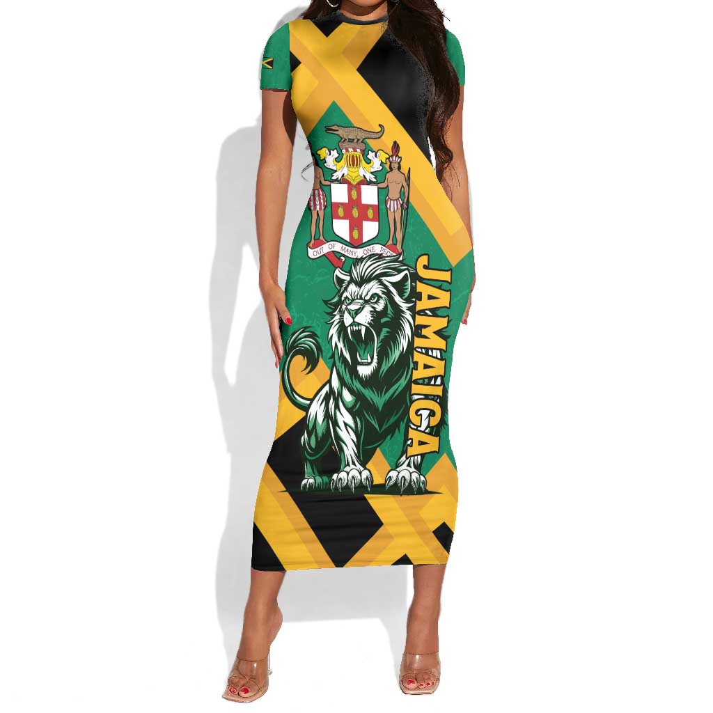 Jumieka Short Sleeve Bodycon Dress Lion With Coat Of Arms LT15