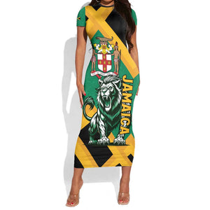 Jumieka Short Sleeve Bodycon Dress Lion With Coat Of Arms LT15