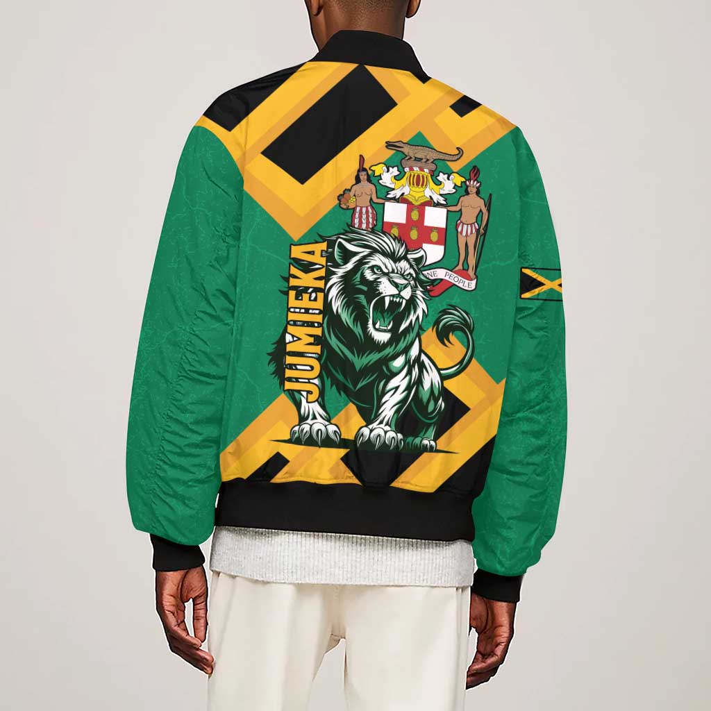 Jumieka Sleeve Zip Bomber Jacket Lion With Coat Of Arms