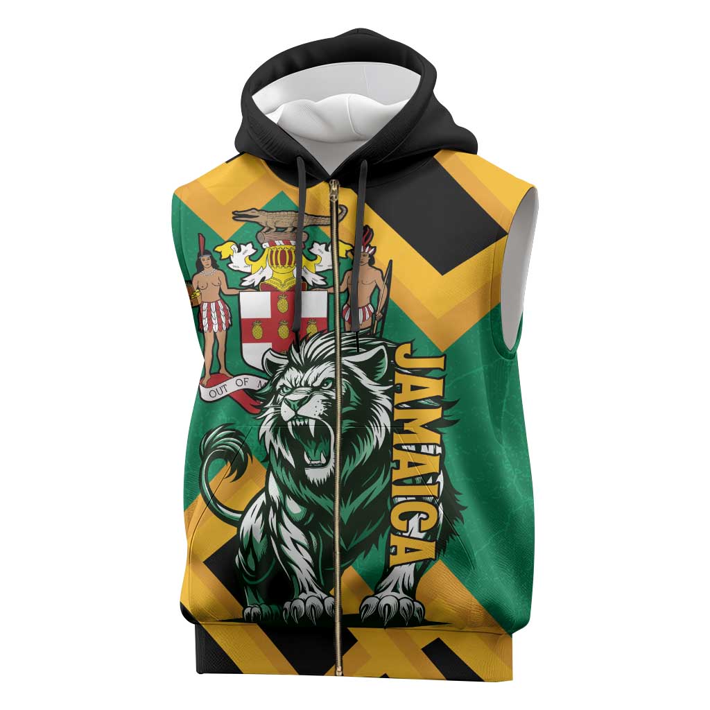 Jumieka Sleeveless Zip Hoodie Lion With Coat Of Arms - African Pride