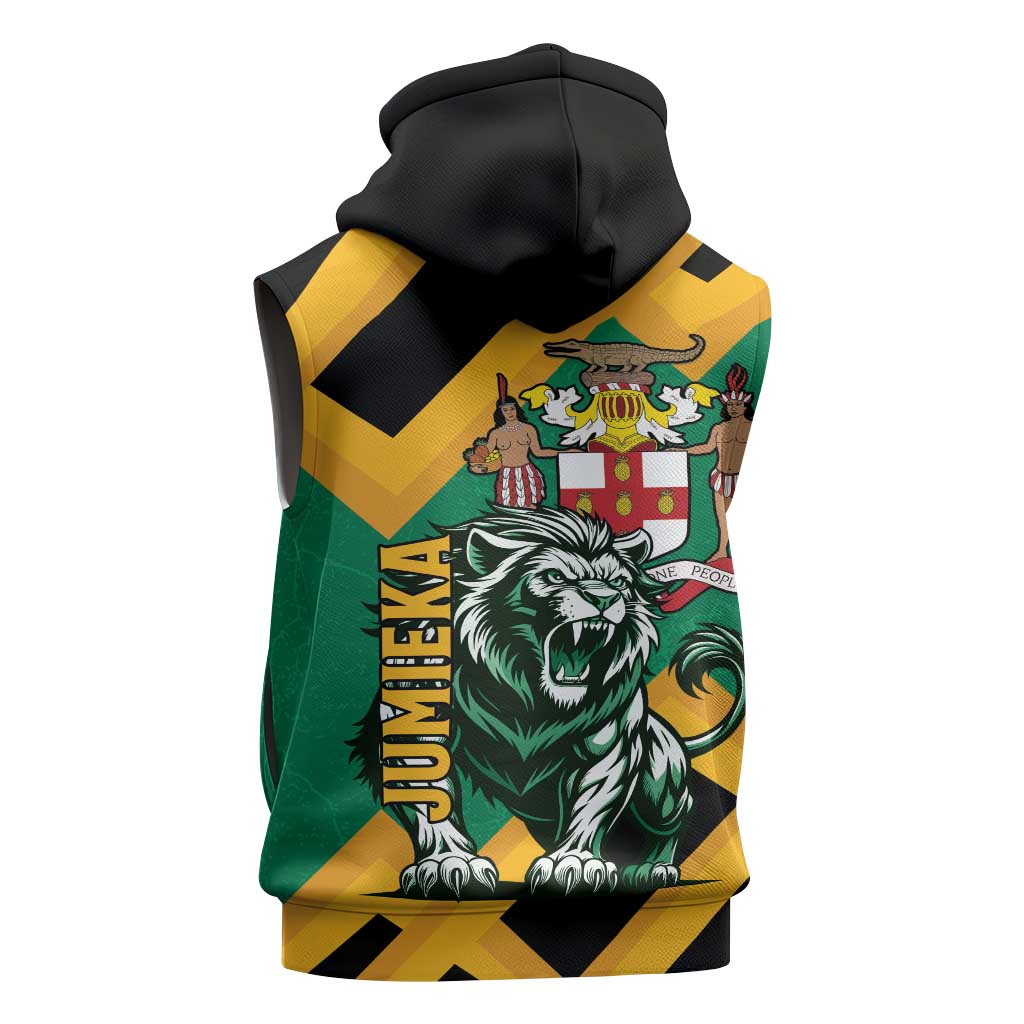 Jumieka Sleeveless Zip Hoodie Lion With Coat Of Arms - African Pride