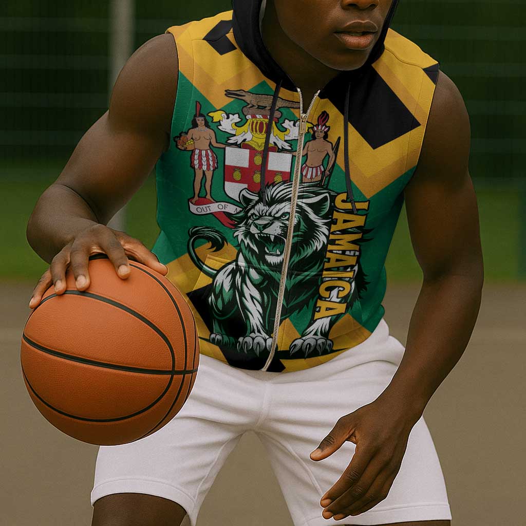 Jumieka Sleeveless Zip Hoodie Lion With Coat Of Arms - African Pride