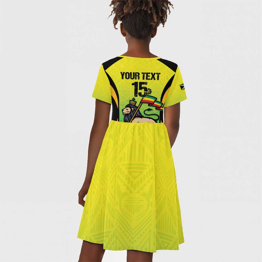 Custom Jamaica Football Kid Short Sleeve Dress Go Champions