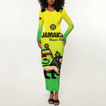Custom Jamaica Football Long Sleeve Bodycon Dress Go Champions LT15