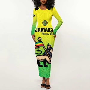 Custom Jamaica Football Long Sleeve Bodycon Dress Go Champions LT15