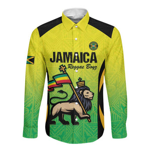 Custom Jamaica Football Long Sleeve Button Shirt Go Champions