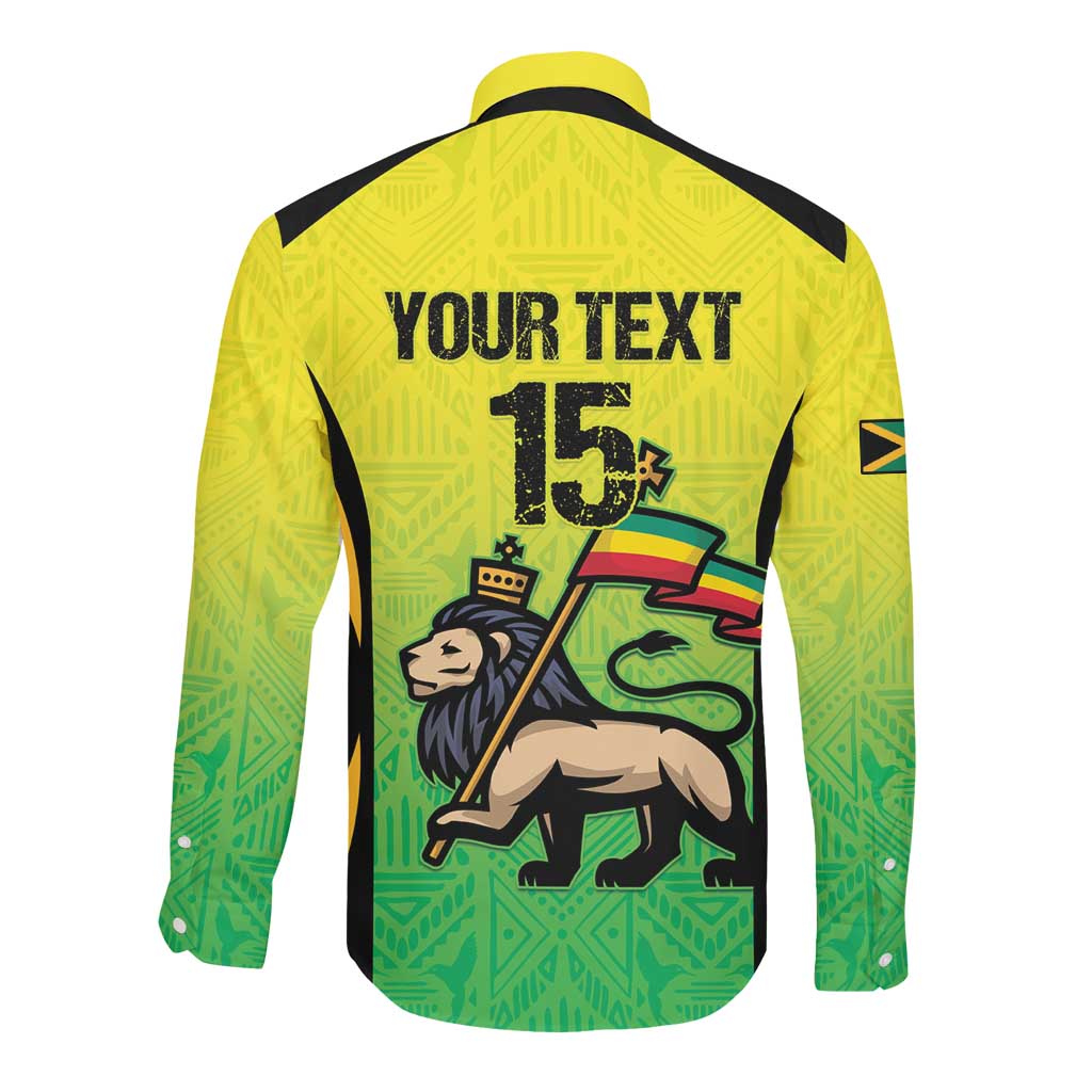 Custom Jamaica Football Long Sleeve Button Shirt Go Champions