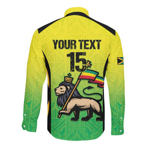 Custom Jamaica Football Long Sleeve Button Shirt Go Champions